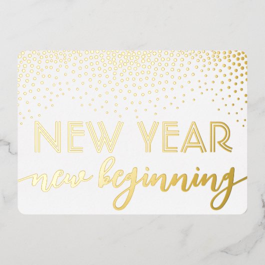 Carte De Vœux En Aluminium Elégant Confetti Nouveau Début Bonne Année (Recto)