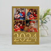 Carte De Vœux En Aluminium Elégant Feu d'artifice moderne Joyeux Nouvel An Qu (Debout devant)