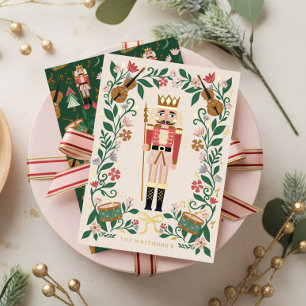 Carte De Vœux En Aluminium Élégant floral Noisette de Noël Ballet Musical