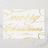 Carte De Vœux En Aluminium Elegant Flourish Script Merry Christmas (Recto)