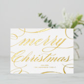 Carte De Vœux En Aluminium Elegant Flourish Script Merry Christmas (Debout devant)