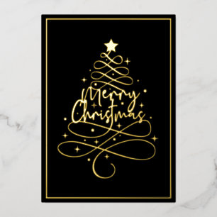 Carte De Vœux En Aluminium Élégant Gold Foil Joyeux Noël