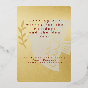 Carte De Vœux En Aluminium Elégant Gold Foil Peace Dove Love Noël