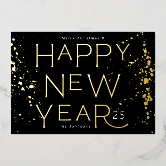 Carte De Vœux En Aluminium Elegant Gold HAPPY NOUVEL AN 2026 (Recto)