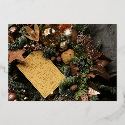 Carte De Vœux En Aluminium Elegant Gold HAPPY NOUVEL AN 2026 (Verso)