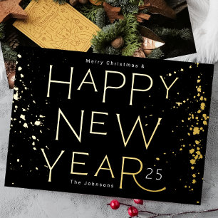 Carte De Vœux En Aluminium Elegant Gold HAPPY NOUVEL AN 2026