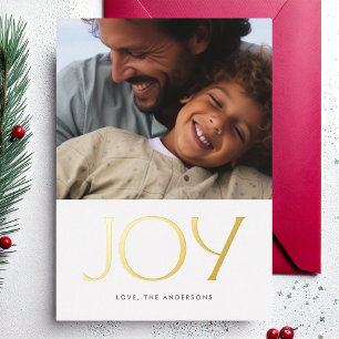 Carte De Vœux En Aluminium Elégant GOLD JOY Photo de Noël