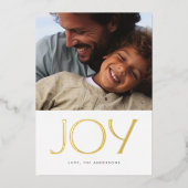 Carte De Vœux En Aluminium Elégant GOLD JOY Photo de Noël (Recto)