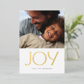 Carte De Vœux En Aluminium Elégant GOLD JOY Photo de Noël (Debout devant)