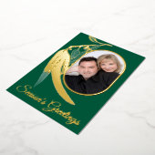 Carte De Vœux En Aluminium Elegant Gold Photo Botanique Aquarelle Noël (Rotation)