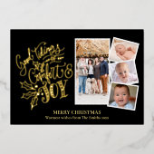 Carte De Vœux En Aluminium Élégant Gold Script Bon Tidings Confort Joy (Recto)