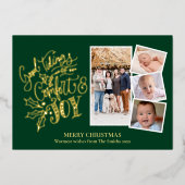 Carte De Vœux En Aluminium Élégant Gold Script Bon Tidings Confort Joy Fo (Recto)