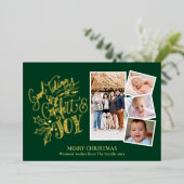 Carte De Vœux En Aluminium Élégant Gold Script Bon Tidings Confort Joy Fo (Debout devant)