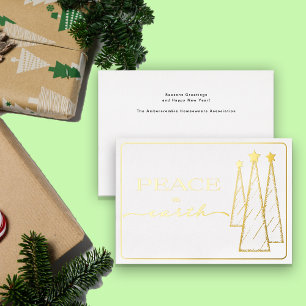 Carte De Vœux En Aluminium Elégant Gold White Peace on Earth Business