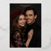 Carte De Vœux En Aluminium Élégant gothique Enregistrer la date Photo Profond (Verso)