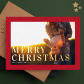 Carte De Vœux En Aluminium Élégant Gras Or Joyeux Noël Rouge cadre photo