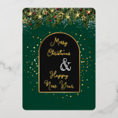 Carte De Vœux En Aluminium Elegant Green Gold Foil Christmas New Year (Recto)