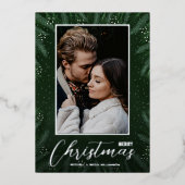 Carte De Vœux En Aluminium Elegant Greenery Merry Christmas Photo (Recto)