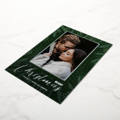 Carte De Vœux En Aluminium Elegant Greenery Merry Christmas Photo (Rotation)