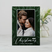 Carte De Vœux En Aluminium Elegant Greenery Merry Christmas Photo (Debout devant)