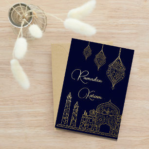 Carte De Vœux En Aluminium Elegant Islamic Ornamental Mosque Lanterns Ramadan