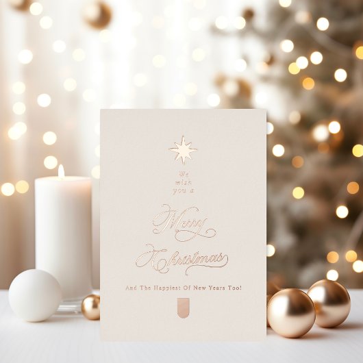 Carte De Vœux En Aluminium Elegant Ivory Rose Gold Tree Christmas Card