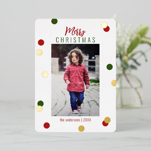 Carte De Vœux En Aluminium Élégant joli joyeux Noël Photo personnalisée (Debout devant)