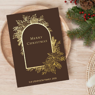 Carte De Vœux En Aluminium Élégant Joyeux Noël Brown Or