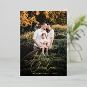 Carte De Vœux En Aluminium Élégant Joyeux Noël moderne Photo Pine Cône (Debout devant)