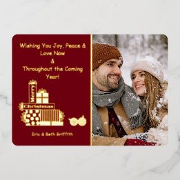 Carte De Vœux En Aluminium Elégant Joyeux Noël Pile de cadeaux Photo