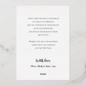 Carte De Vœux En Aluminium Élégant Joyeux Noël Sage Vert Or (Verso)