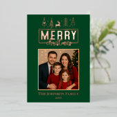 Carte De Vœux En Aluminium Élégant Joyeux Noël Vert Forêt (Debout devant)