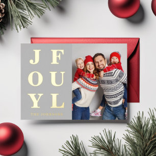 Carte De Vœux En Aluminium Elégant Joyful One Photo Gold de Noël