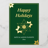 Carte De Vœux En Aluminium Élégant logo d'affaires vert Noël (Recto)