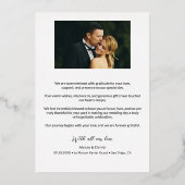 Carte De Vœux En Aluminium Elégant Mariage Photos Écriture moderne Rose or (Verso)