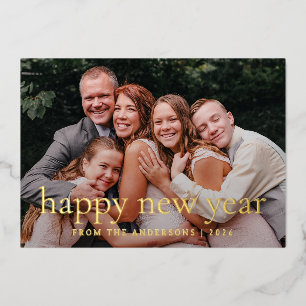 Carte De Vœux En Aluminium Élégant Mini Nouvel An Salutations Famille Photo