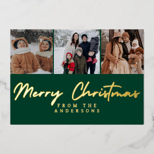 Carte De Vœux En Aluminium Élégant Minimaliste Disposition de 3 Photos Noël e