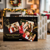 Carte De Vœux En Aluminium Élégant moderne 4 photo Script minimal Noël