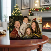 Carte De Vœux En Aluminium Élégant moderne 4 photo Script minimal Noël