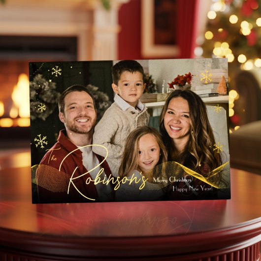 Carte De Vœux En Aluminium Élégant moderne 4 photo Script minimal Noël