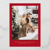 Carte De Vœux En Aluminium Élégant moderne photo rouge Joyeux script de Noël (Verso)