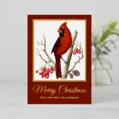Carte De Vœux En Aluminium Élégant Noël Cardinal Rouge Oiseau (Debout devant)