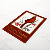 Carte De Vœux En Aluminium Élégant Noël Cardinal Rouge Oiseau (Rotation)