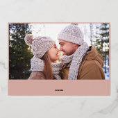 Carte De Vœux En Aluminium Élégant Noël Foliage 2 Photo Rose Gold (Verso)