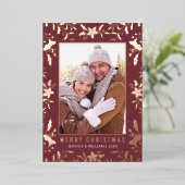 Carte De Vœux En Aluminium Élégant Noël Foliage 2 Photo Rose Gold (Debout devant)