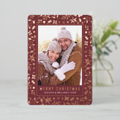 Carte De Vœux En Aluminium Élégant Noël Foliage 2 Photo Rose Gold (Debout devant)