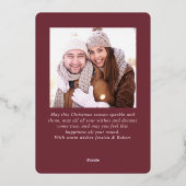 Carte De Vœux En Aluminium Élégant Noël Foliage 2 Photo Rose Gold (Verso)