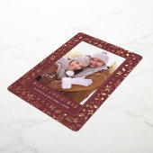 Carte De Vœux En Aluminium Élégant Noël Foliage 2 Photo Rose Gold (Rotation)