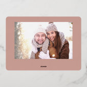 Carte De Vœux En Aluminium Élégant Noël Foliage 2 Photo Rose Gold (Verso)