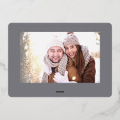 Carte De Vœux En Aluminium Élégant Noël Foliage 2 Photo Rose Gold (Verso)